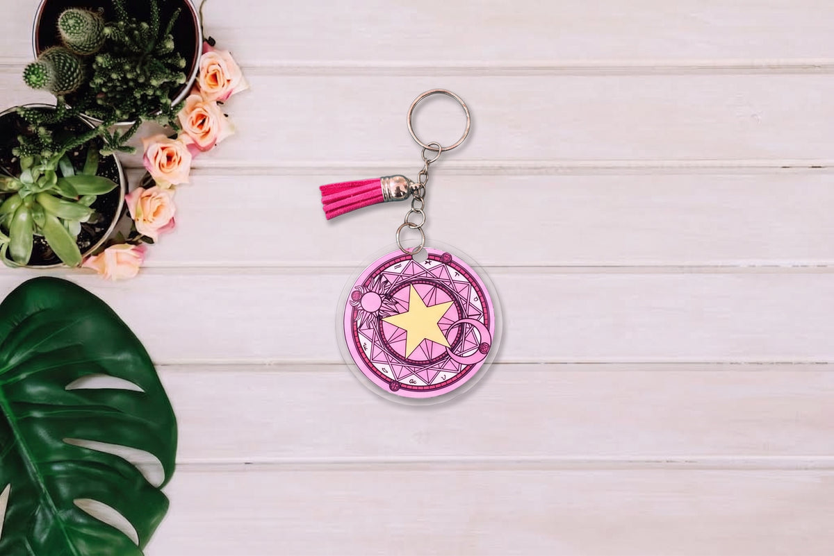 Llavero plastificado inspirado en Sakura Cardcaptor y su círculo mágico