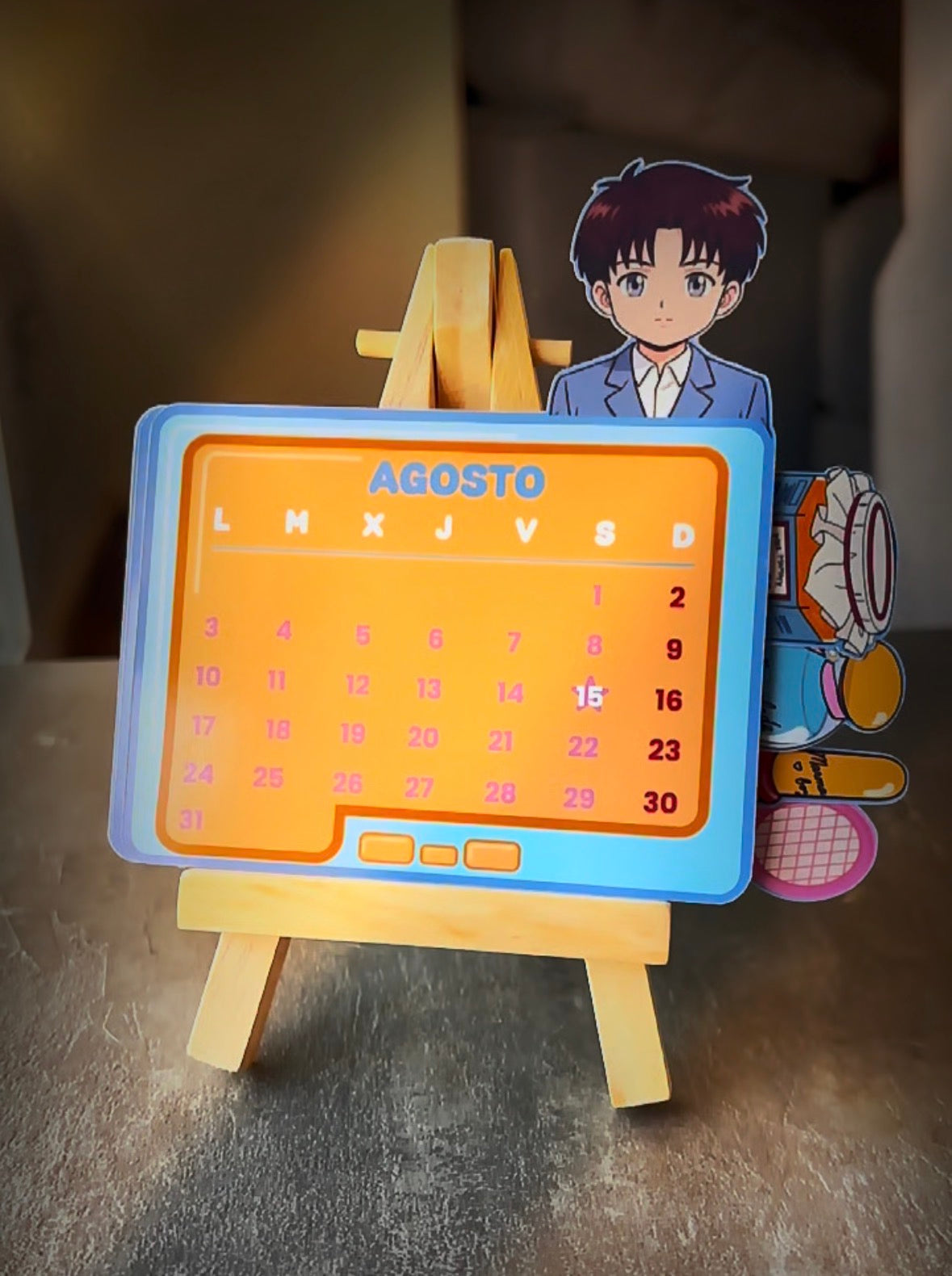 Calendario en caballete inspirado en Marmalade Boy