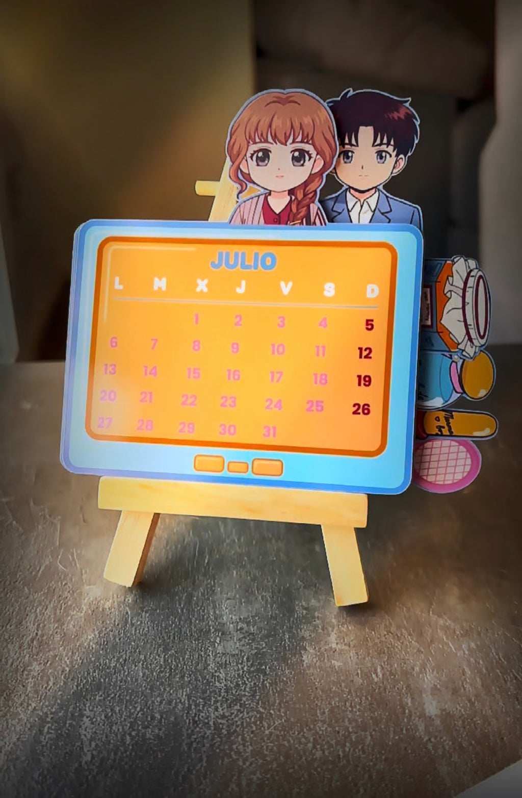 Calendario en caballete inspirado en Marmalade Boy