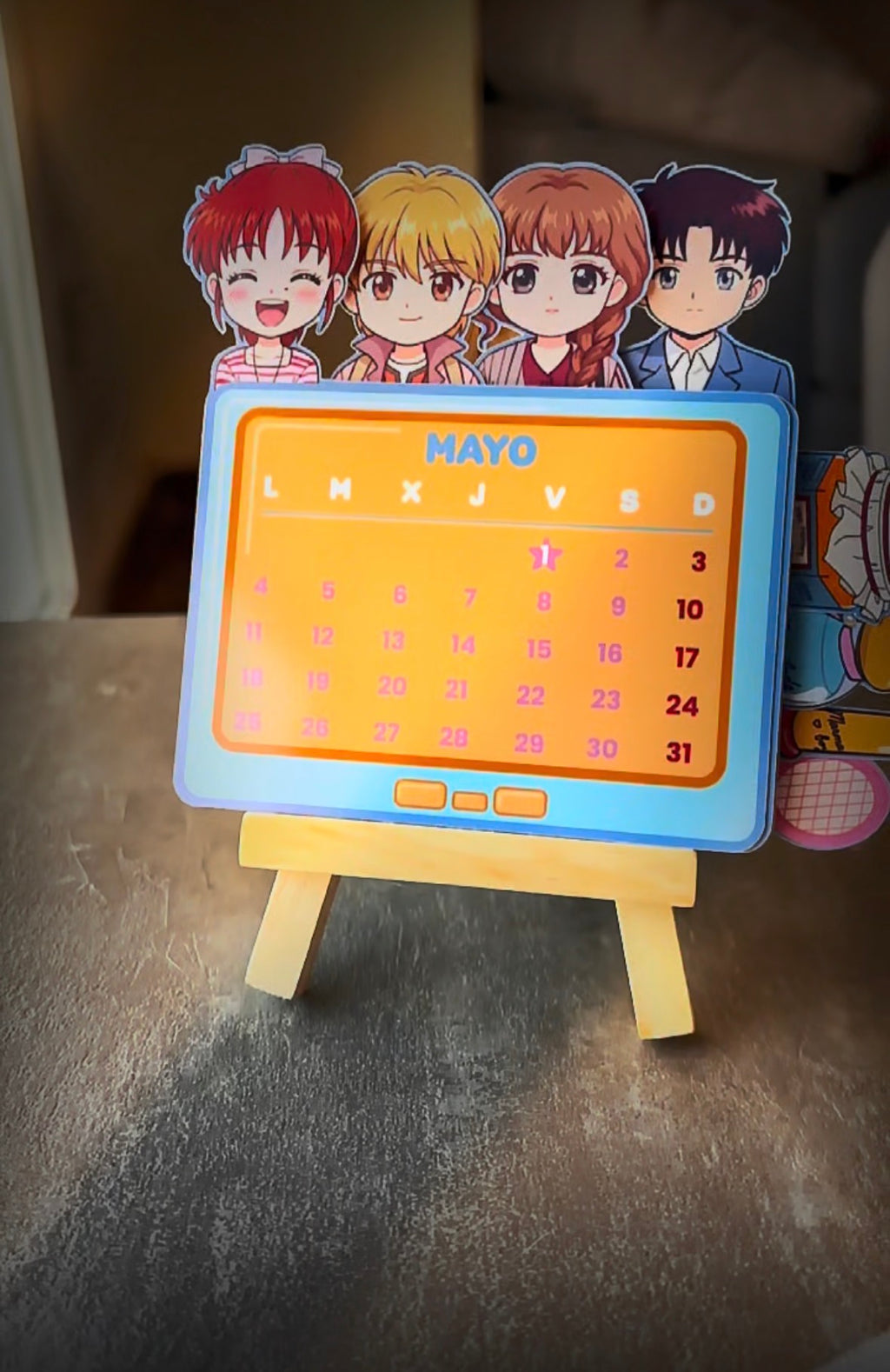 Calendario en caballete inspirado en Marmalade Boy