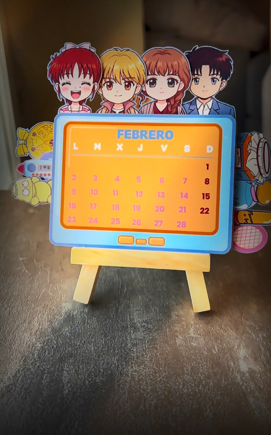 Calendario en caballete inspirado en Marmalade Boy