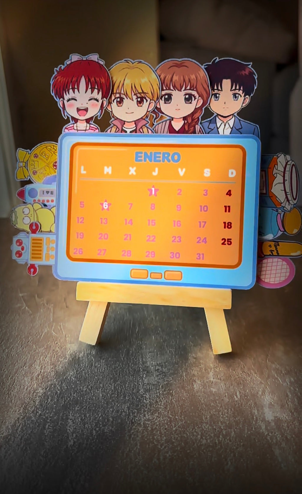Calendario en caballete inspirado en Marmalade Boy