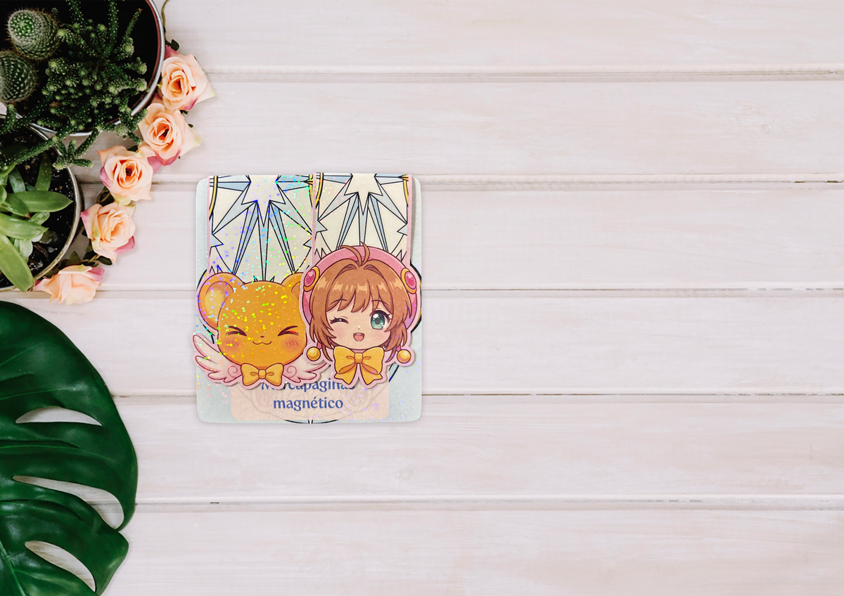 Pack duo de marcapáginas magnéticos holográficos inspirados en Sakura Cardcaptor y Keroberos
